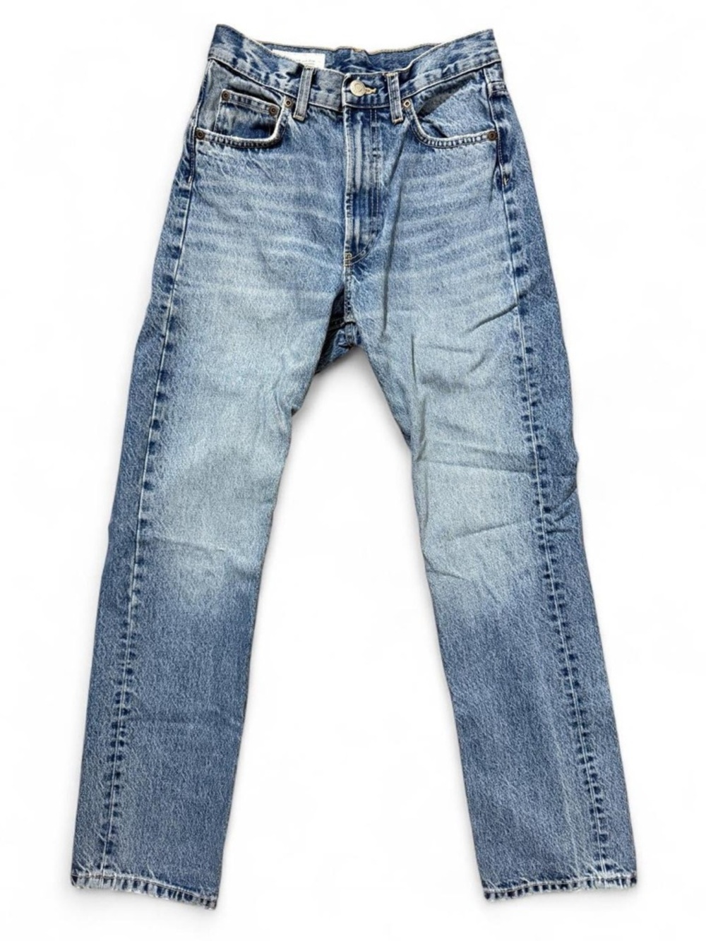 ZARA High Rise Straight Leg Jeans Size 4 / 26 Vintage Wash Denim